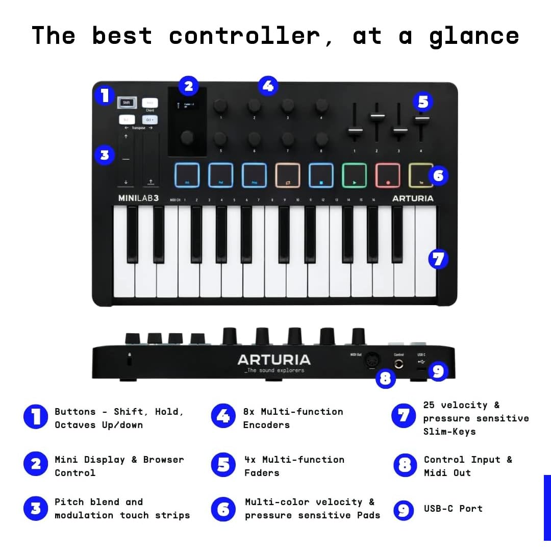 arturia-minilab-3-black-clavier-contr-leur-midi-usb-25-touches image 3