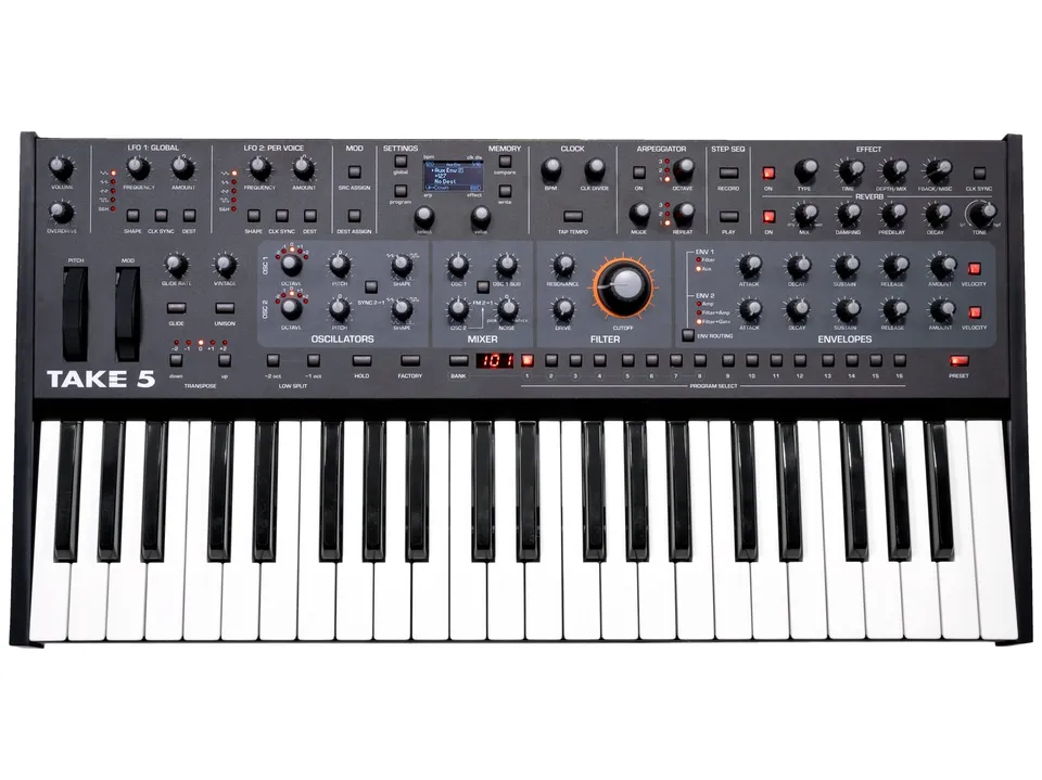 sequential-take-5-clavier-synth-tiseur-polyphonique-compact-5-voix-vco-vcf image 1